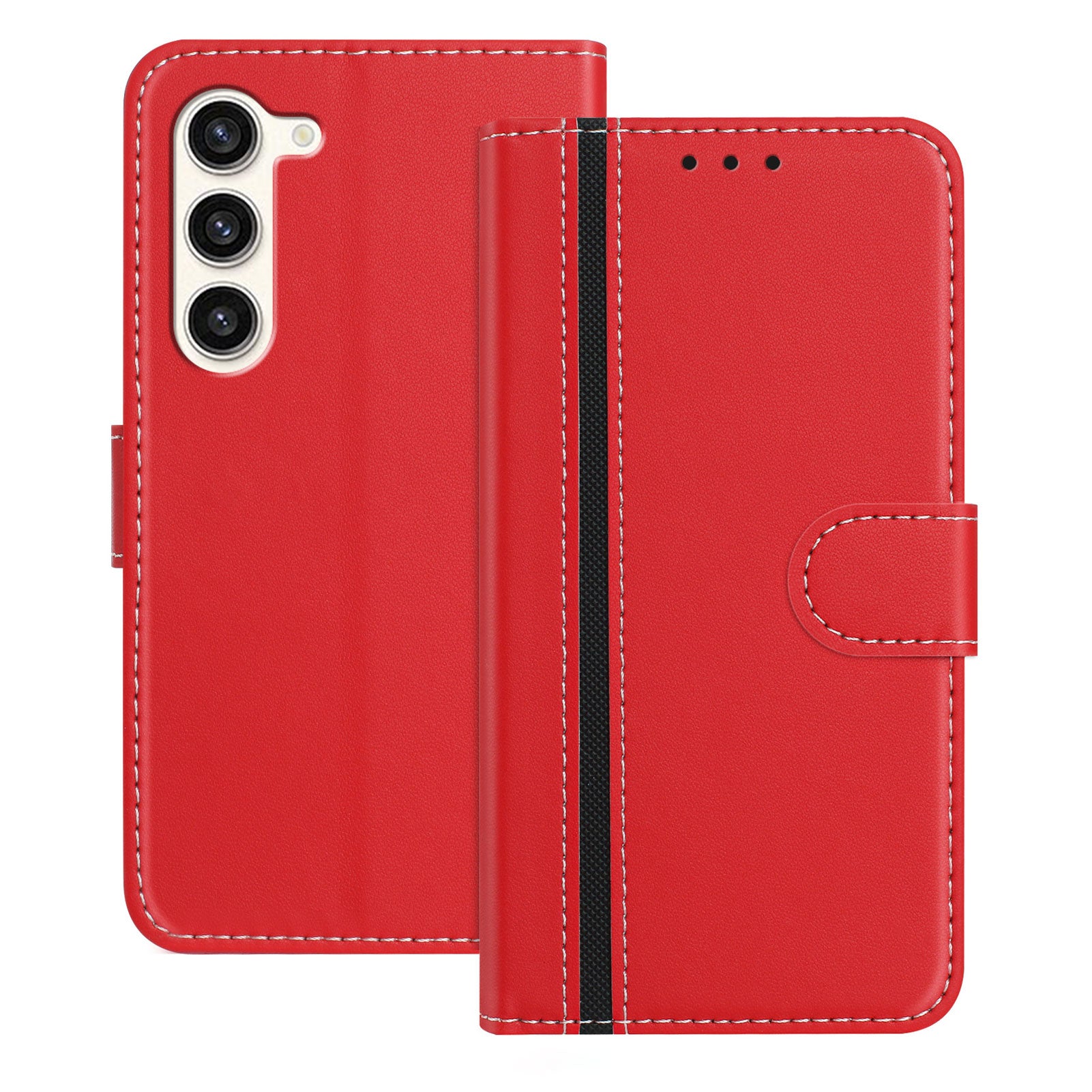 For Samsung Galaxy S23+ Phone Cases Wallet Stand Color Splicing Leather Cover with Magnetic Clasp