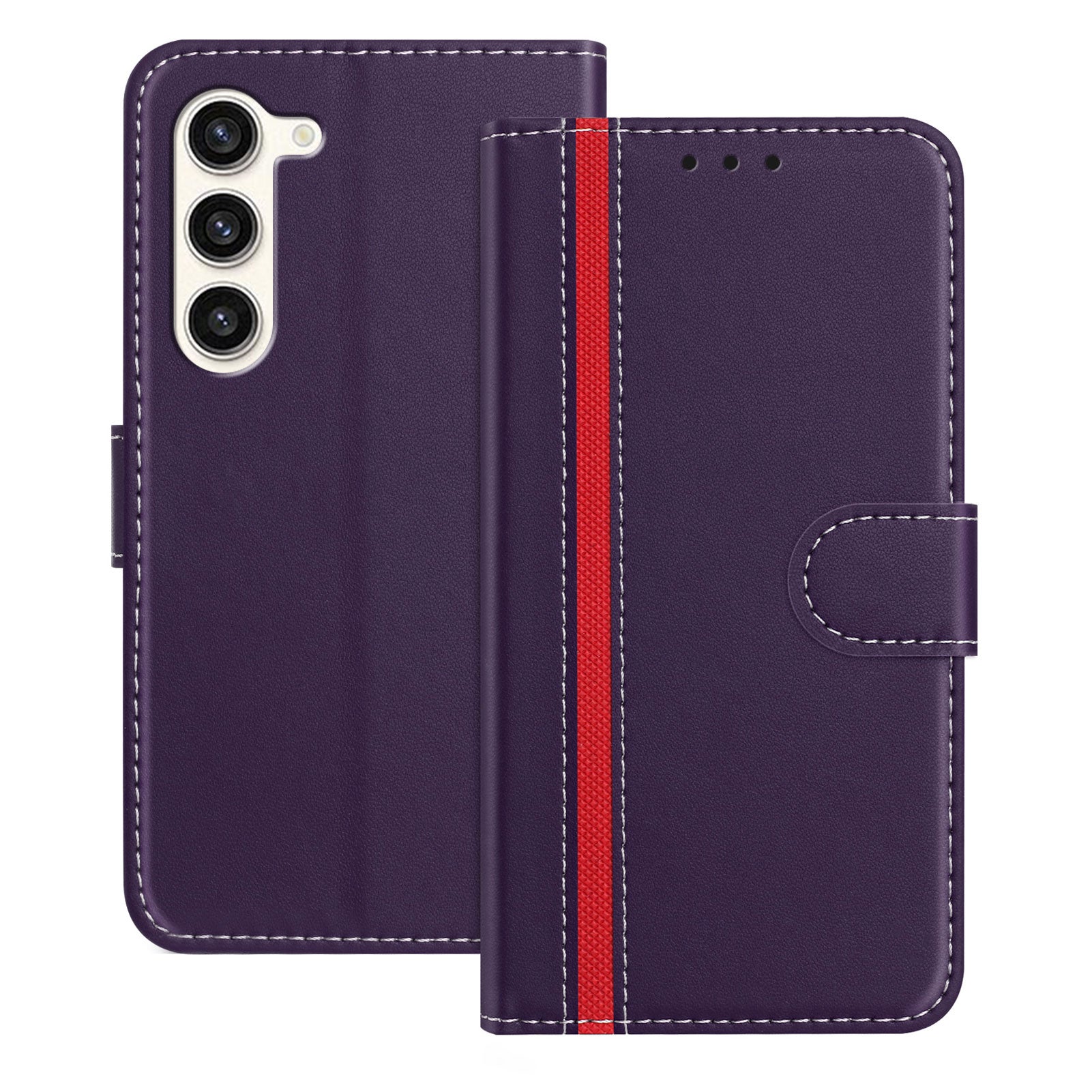 For Samsung Galaxy S23+ Phone Cases Wallet Stand Color Splicing Leather Cover with Magnetic Clasp