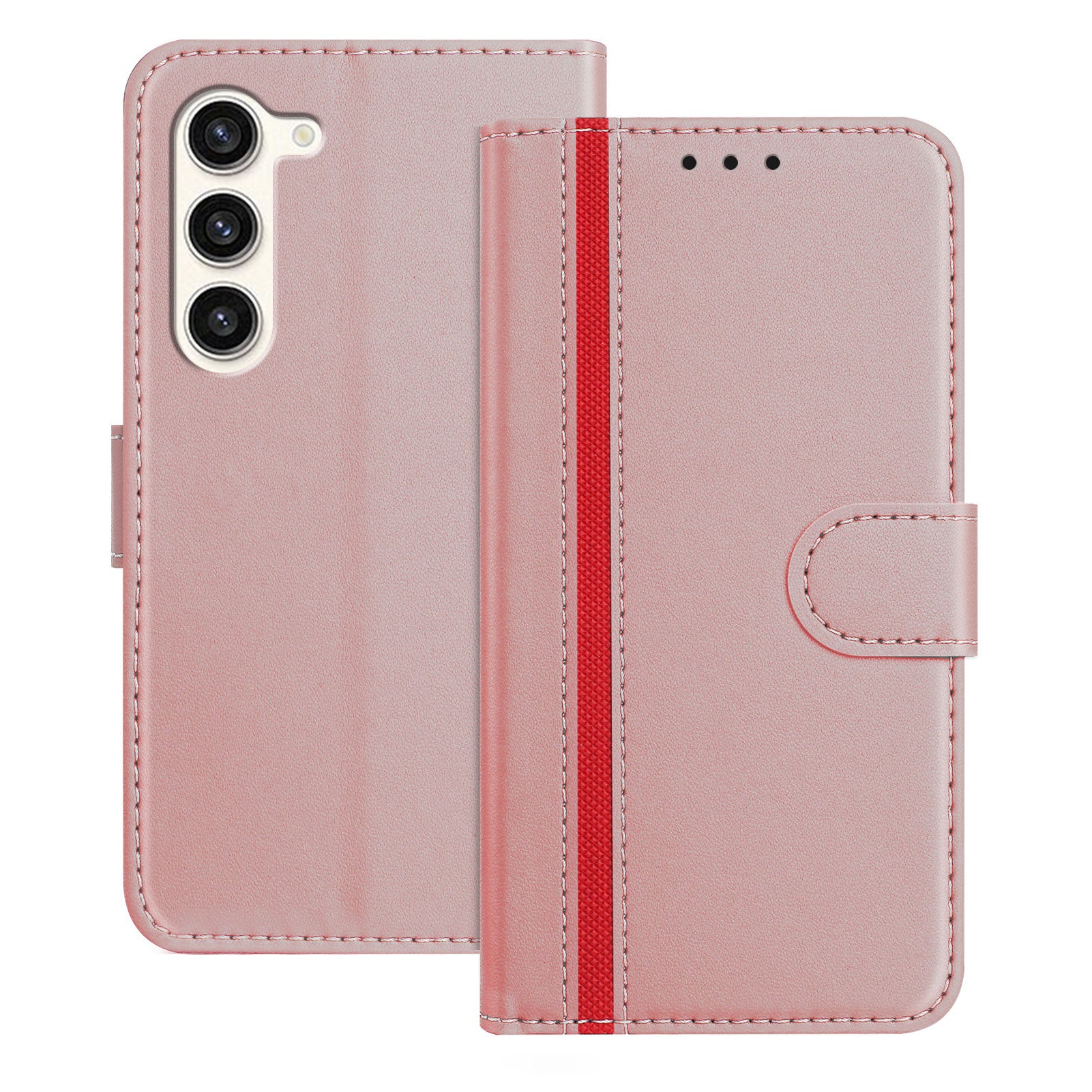 For Samsung Galaxy S23+ Phone Cases Wallet Stand Color Splicing Leather Cover with Magnetic Clasp