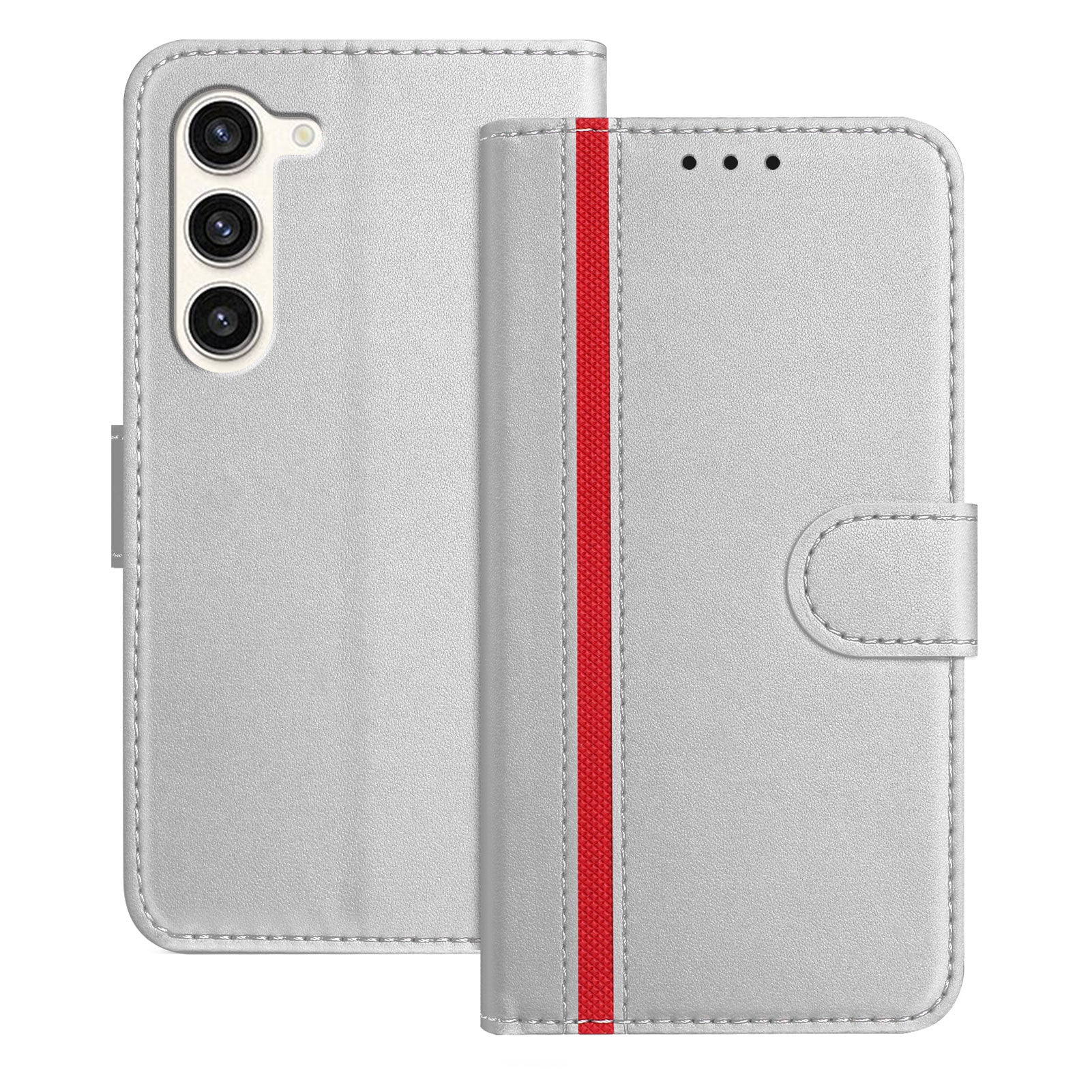 For Samsung Galaxy S23+ Phone Cases Wallet Stand Color Splicing Leather Cover with Magnetic Clasp