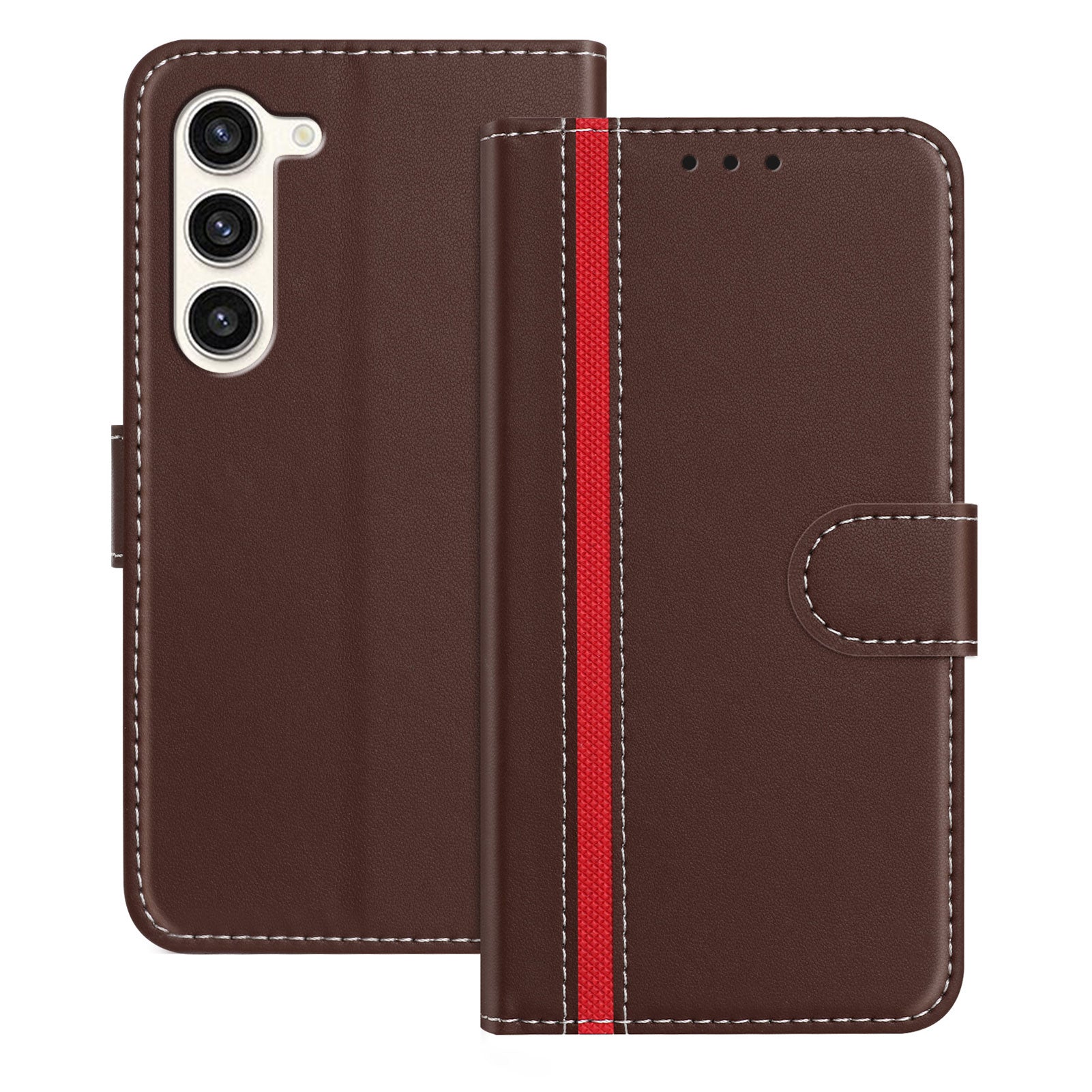 For Samsung Galaxy S23+ Phone Cases Wallet Stand Color Splicing Leather Cover with Magnetic Clasp