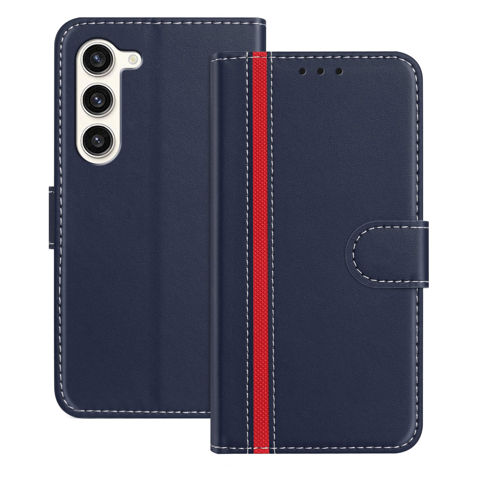 For Samsung Galaxy S23+ Phone Cases Wallet Stand Color Splicing Leather Cover with Magnetic Clasp