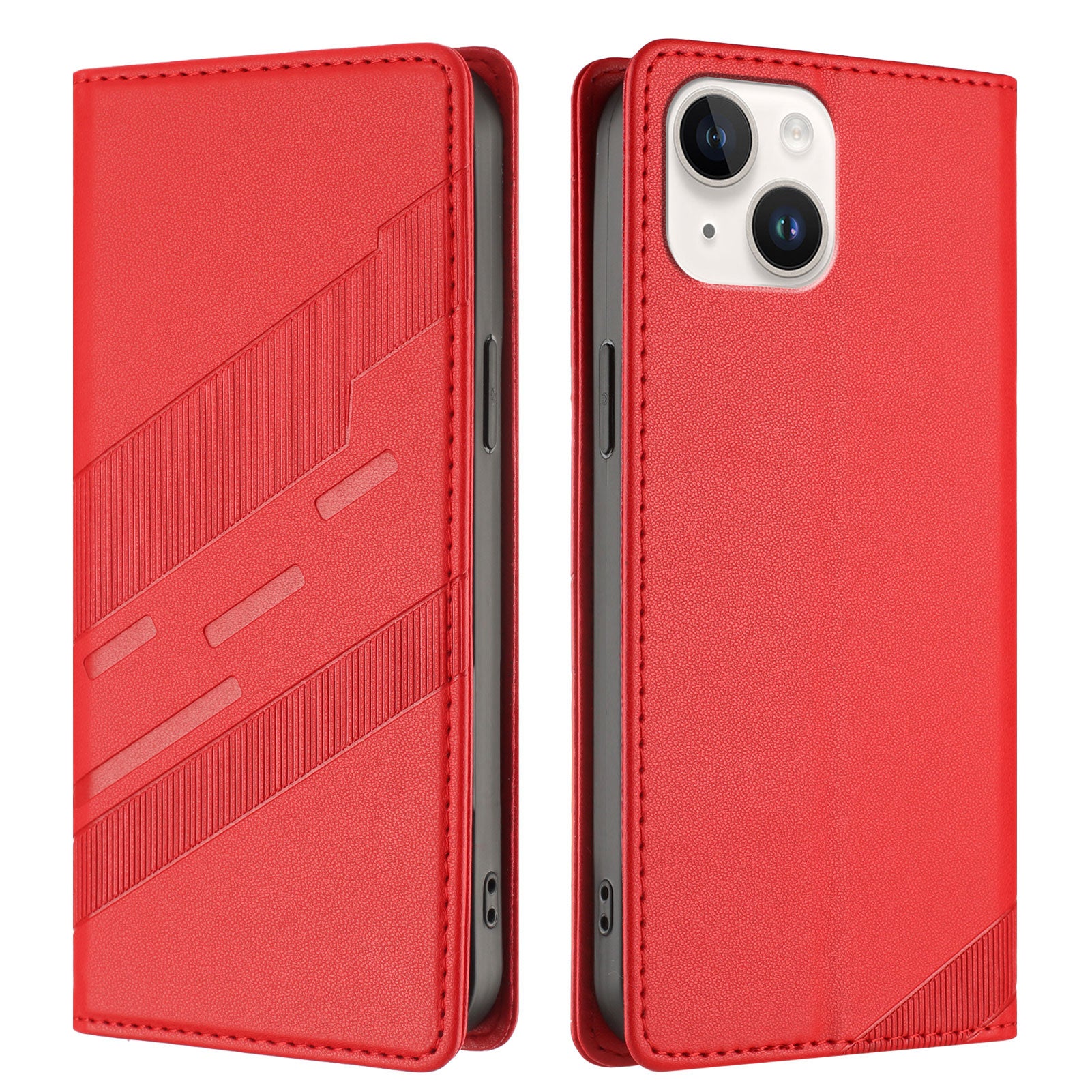 För iPhone 15 telefonfodral Punk stil plånboksställ Läderfodral