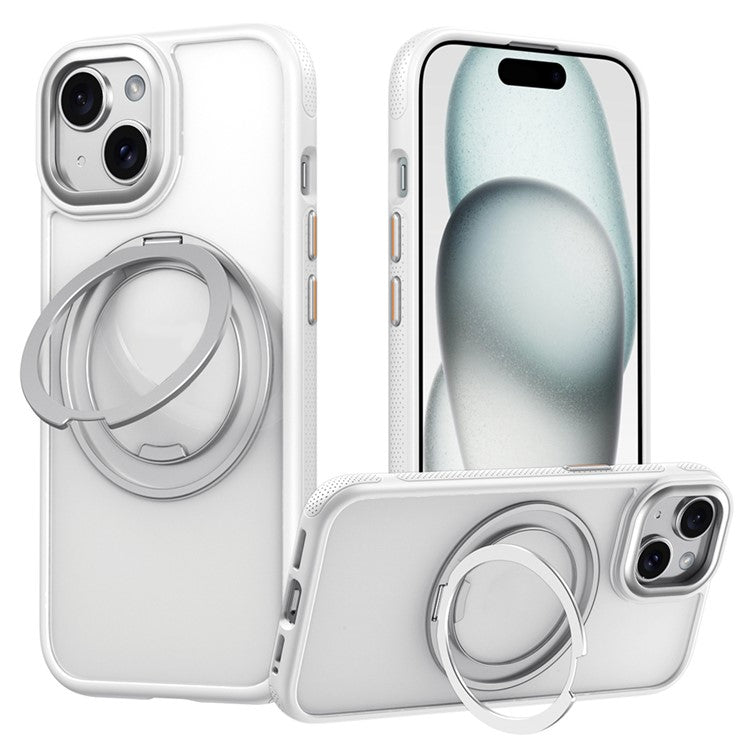 För iPhone 15 Magnetfodral Roterande Kugghjul Pivot Kickstand PC + TPU-telefon bakstycke