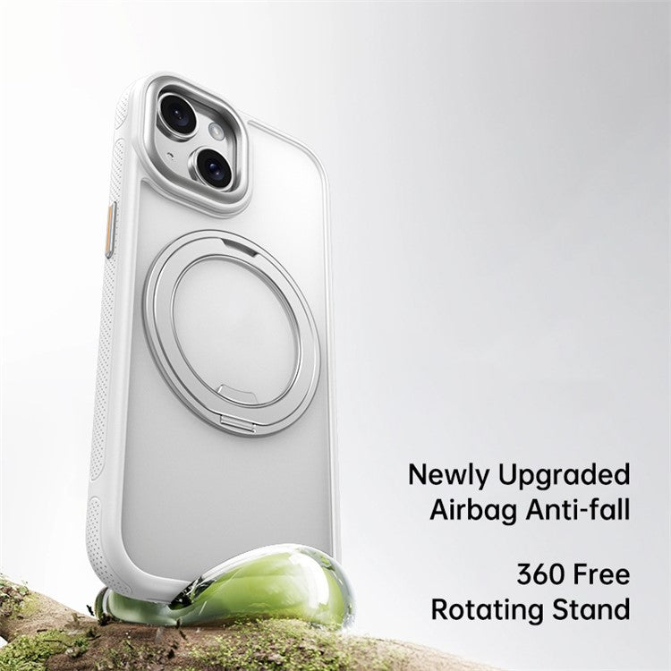 För iPhone 15 Magnetfodral Roterande Kugghjul Pivot Kickstand PC + TPU-telefon bakstycke