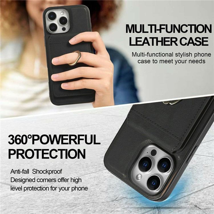 För iPhone 14 Pro Max Magnetic Case PC + PU-telefon bakstycke med avtagbar korthållare