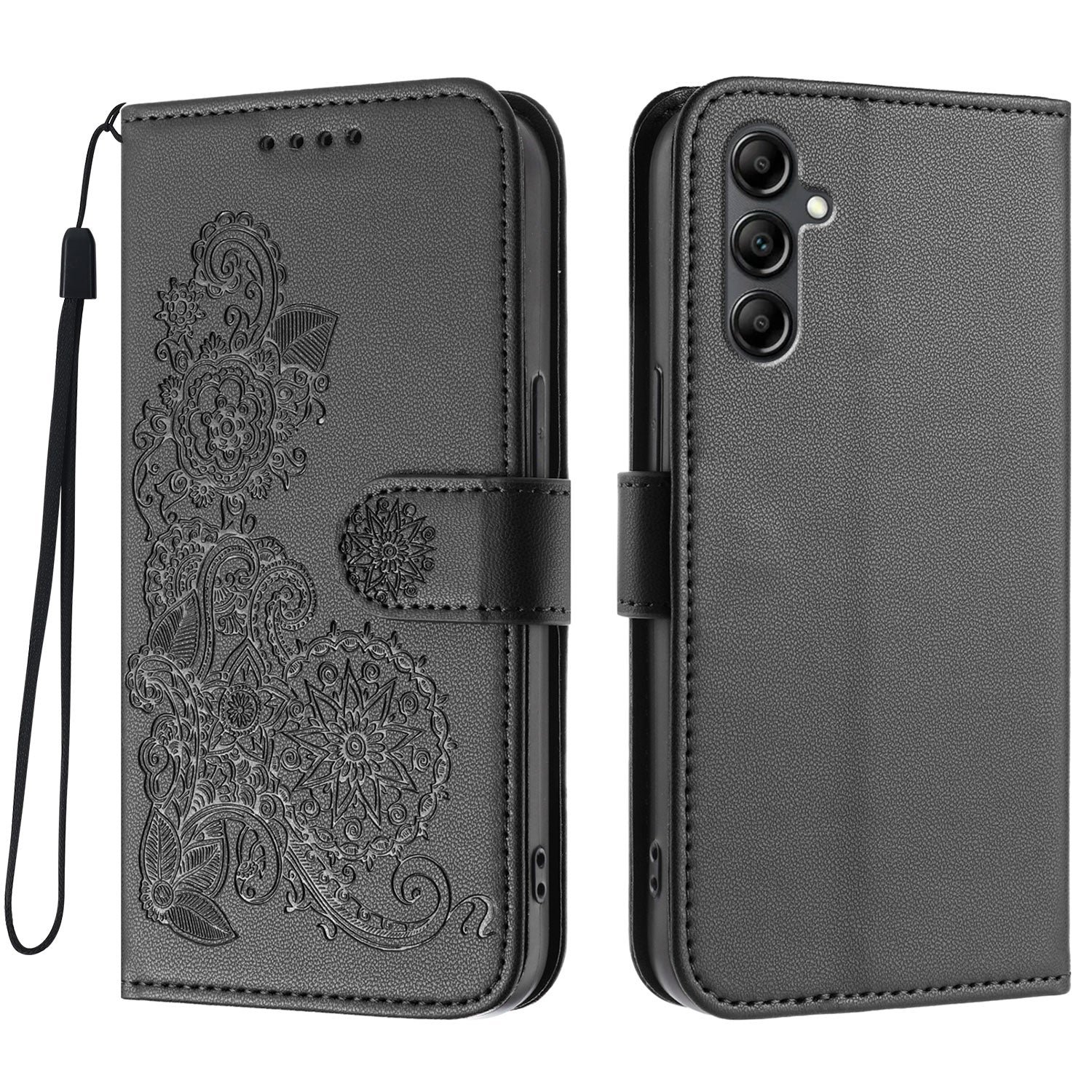 For Samsung Galaxy A15 5G / Galaxy A15 4G Phone Cases Mandala Flower Leather Wallet Mobile Cover with Strap