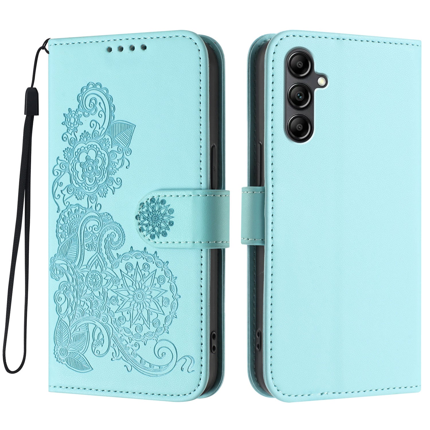 For Samsung Galaxy A15 5G / Galaxy A15 4G Phone Cases Mandala Flower Leather Wallet Mobile Cover with Strap