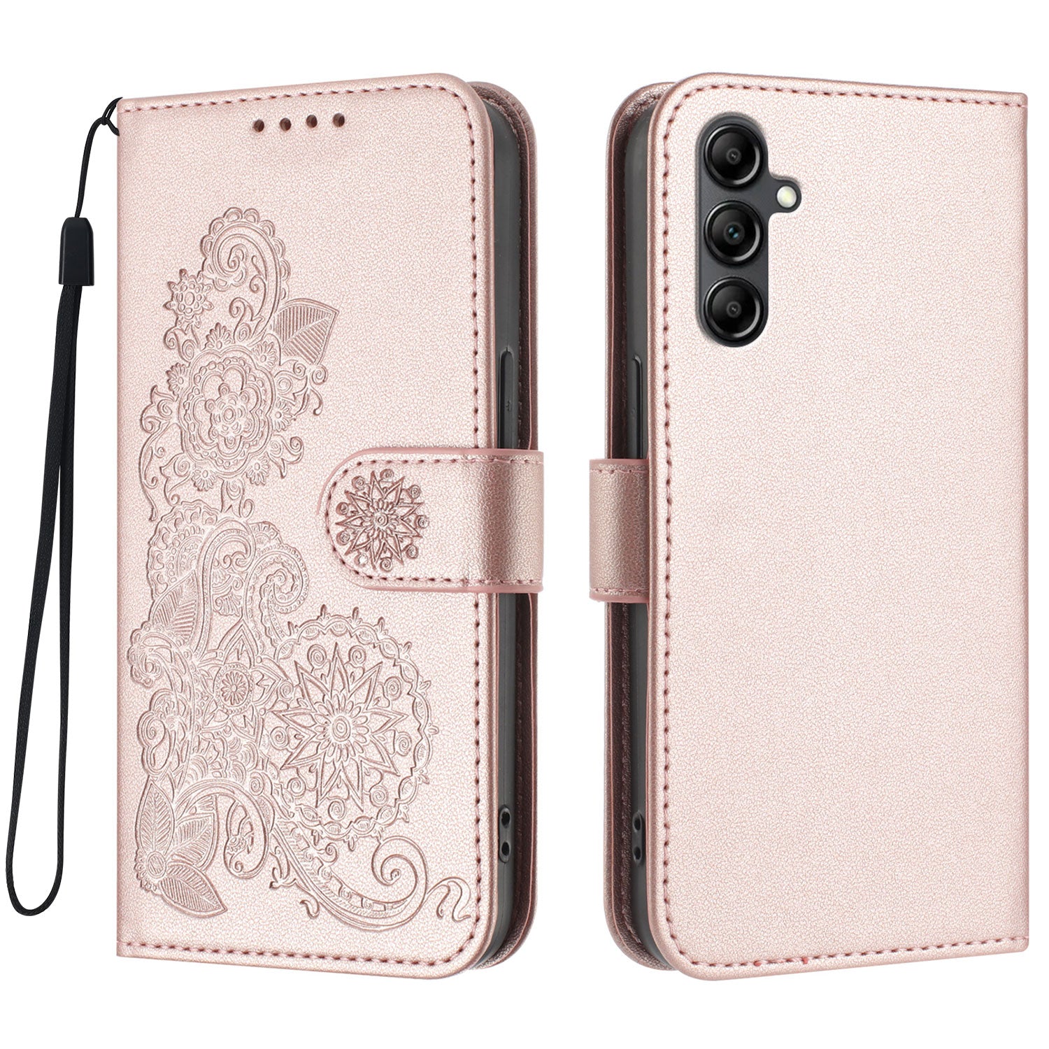 For Samsung Galaxy A15 5G / Galaxy A15 4G Phone Cases Mandala Flower Leather Wallet Mobile Cover with Strap