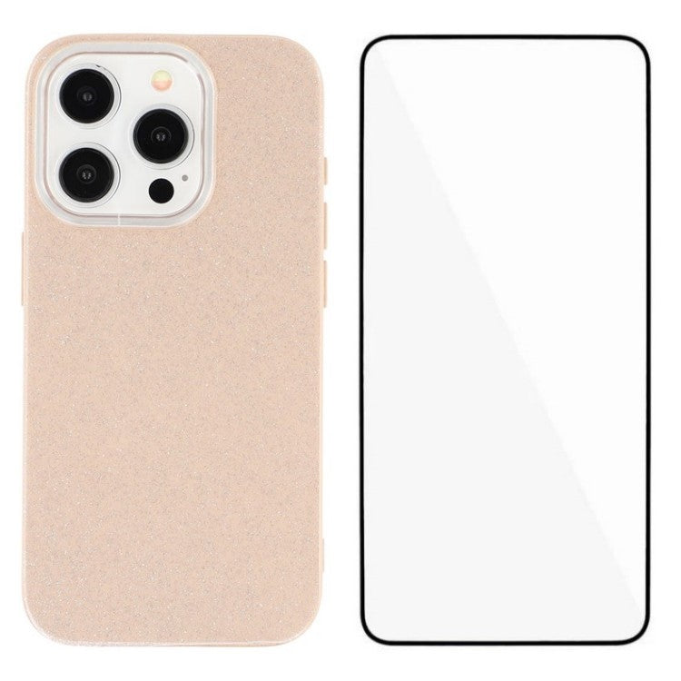 WENFENG XL2-serien för iPhone 14 Pro Max-fodral IMD Glitter TPU-telefonskal med härdat glasfilm