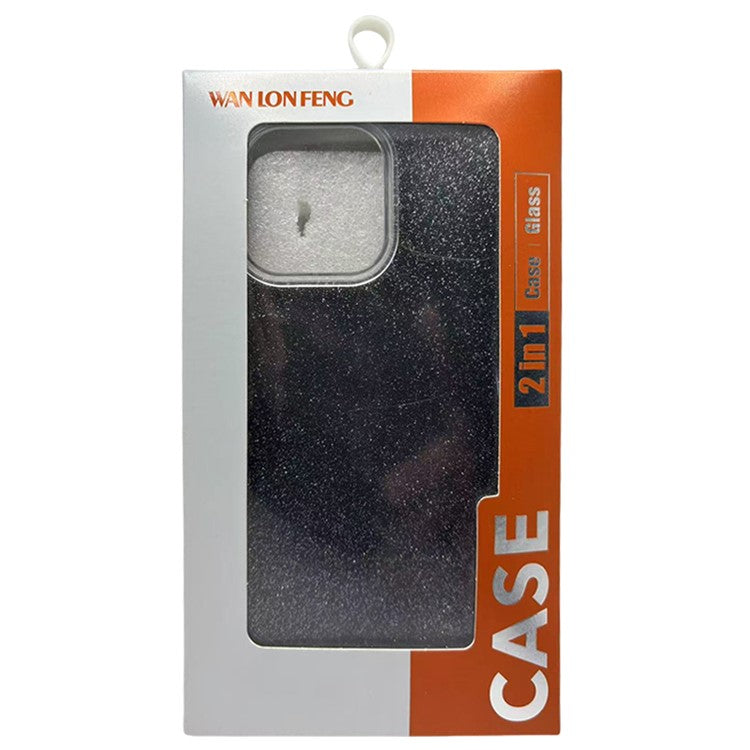 WENFENG XL2-serien för iPhone 14 Pro Max-fodral IMD Glitter TPU-telefonskal med härdat glasfilm