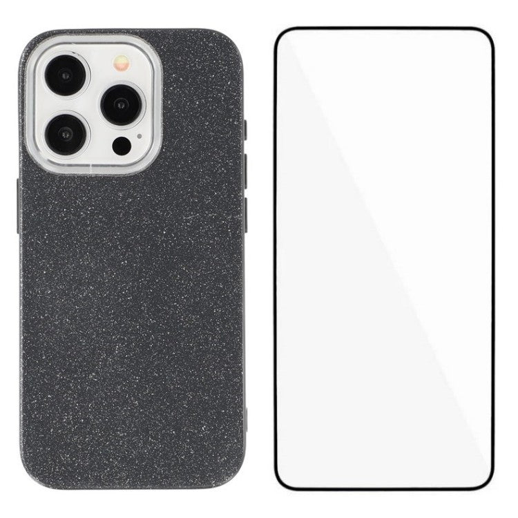 WENFENG XL2-serien för iPhone 14 Pro Max-fodral IMD Glitter TPU-telefonskal med härdat glasfilm