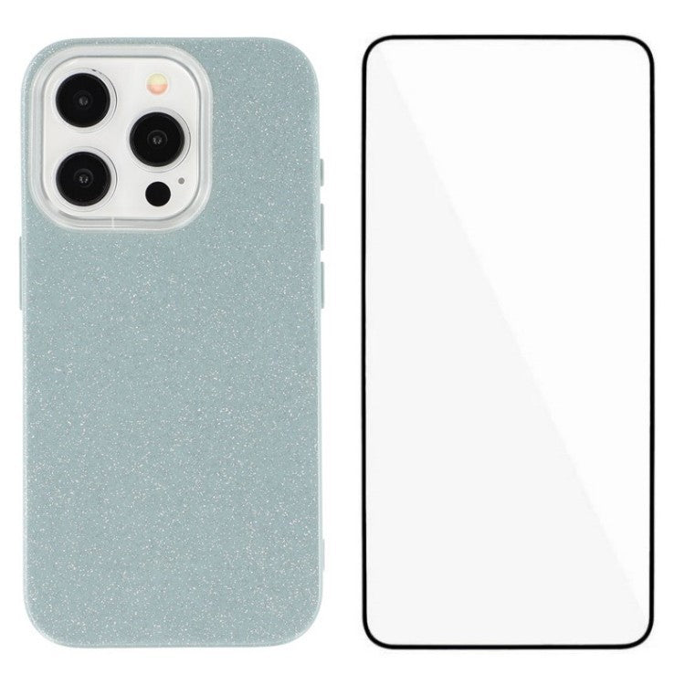 WENFENG XL2-serien för iPhone 14 Pro Max-fodral IMD Glitter TPU-telefonskal med härdat glasfilm
