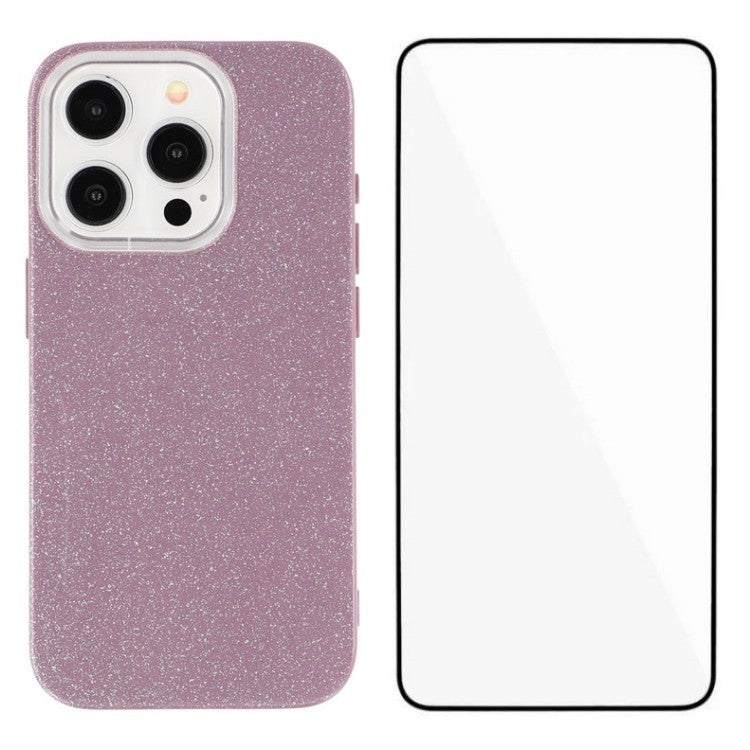 WENFENG XL2-serien för iPhone 14 Pro Max-fodral IMD Glitter TPU-telefonskal med härdat glasfilm