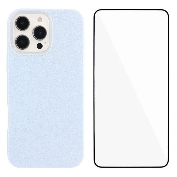 WANLONFENG XL2-serien för iPhone 16 Pro Max-fodral IMD Glitter TPU-telefonskal med härdat glasfilm