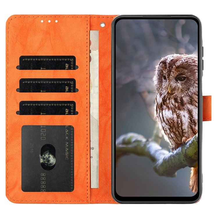 För iPhone 16 Plus Fodral Owl Imprinted PU Läder Plånbok Telefonskydd med handled