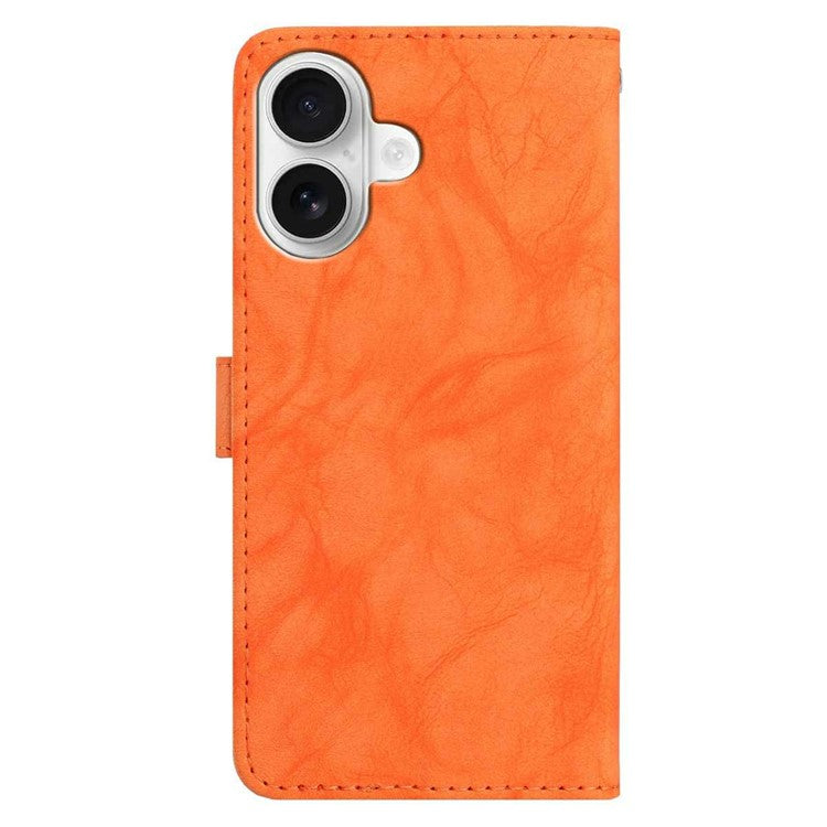 För iPhone 16 Plus Fodral Owl Imprinted PU Läder Plånbok Telefonskydd med handled