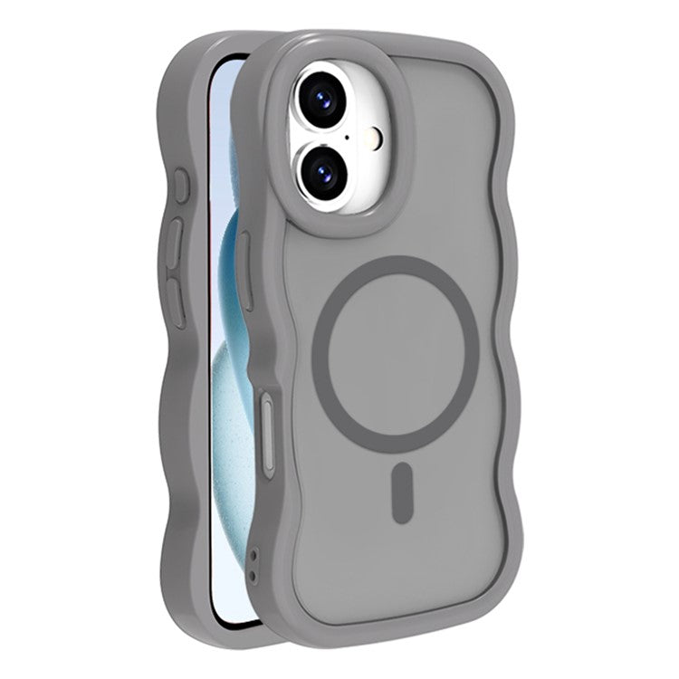 För iPhone 16 Plus-fodral Kompatibel med MagSafe TPU + PC-telefon bakstycke Skin Touch Wave