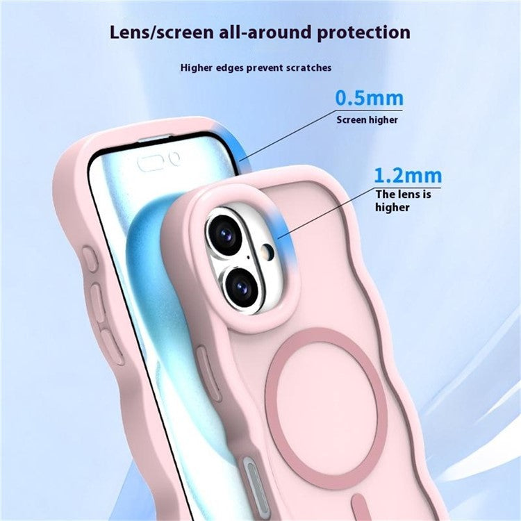 För iPhone 16 Plus-fodral Kompatibel med MagSafe TPU + PC-telefon bakstycke Skin Touch Wave