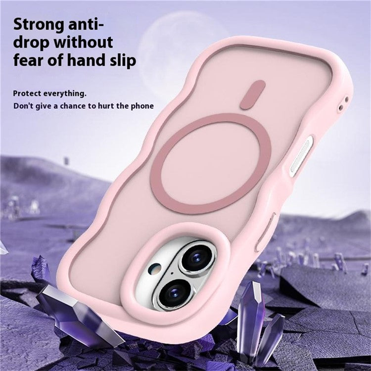 För iPhone 16 Plus-fodral Kompatibel med MagSafe TPU + PC-telefon bakstycke Skin Touch Wave