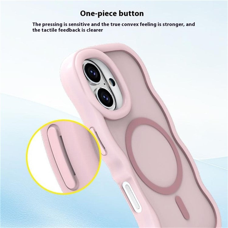 För iPhone 16 Plus-fodral Kompatibel med MagSafe TPU + PC-telefon bakstycke Skin Touch Wave