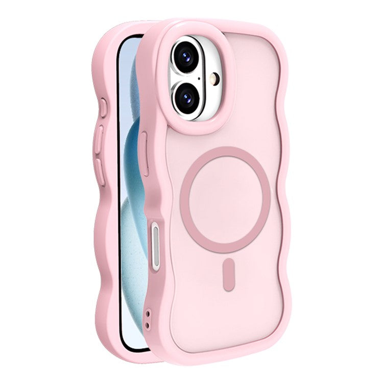 För iPhone 16 Plus-fodral Kompatibel med MagSafe TPU + PC-telefon bakstycke Skin Touch Wave