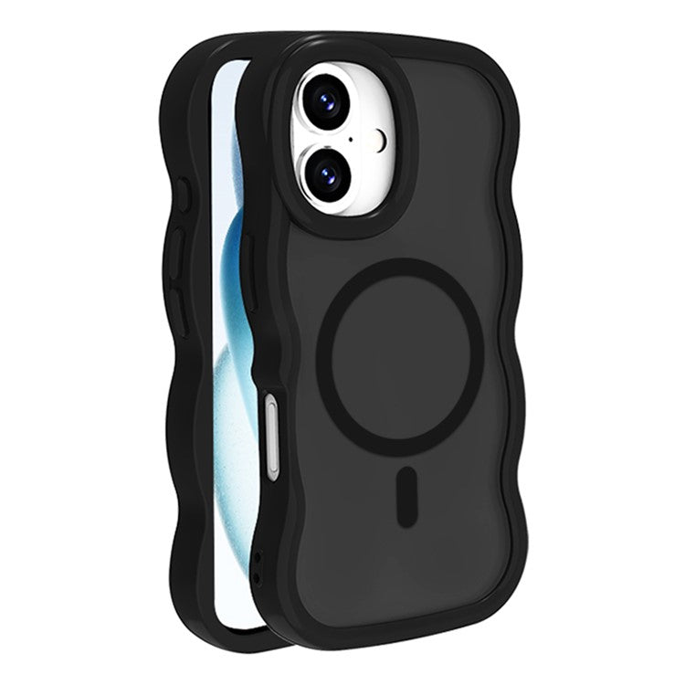 För iPhone 16 Plus-fodral Kompatibel med MagSafe TPU + PC-telefon bakstycke Skin Touch Wave