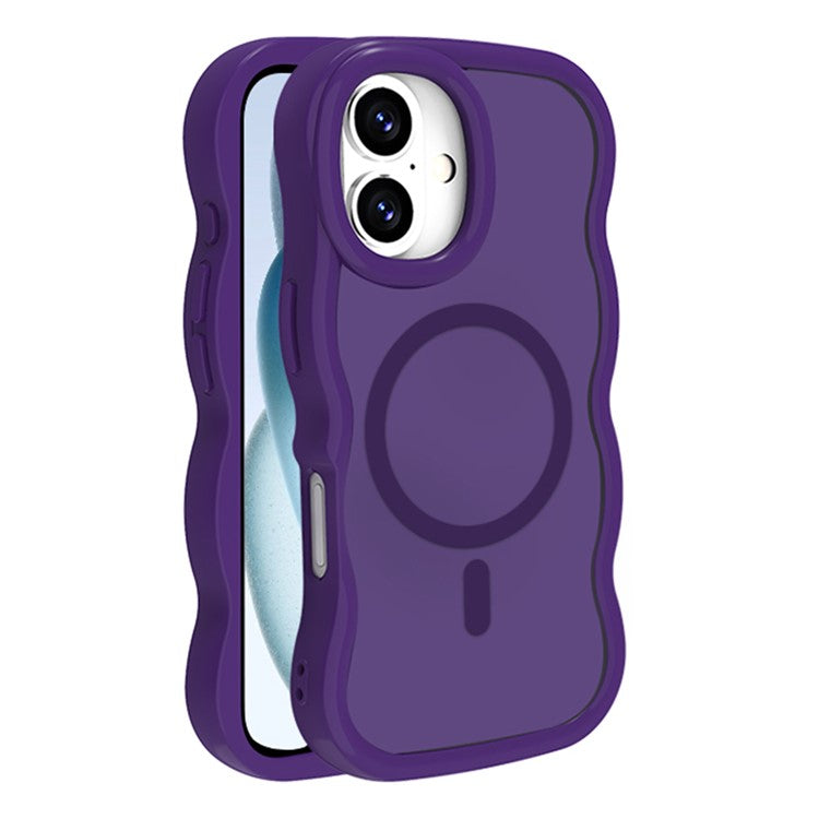 För iPhone 16 Plus-fodral Kompatibel med MagSafe TPU + PC-telefon bakstycke Skin Touch Wave
