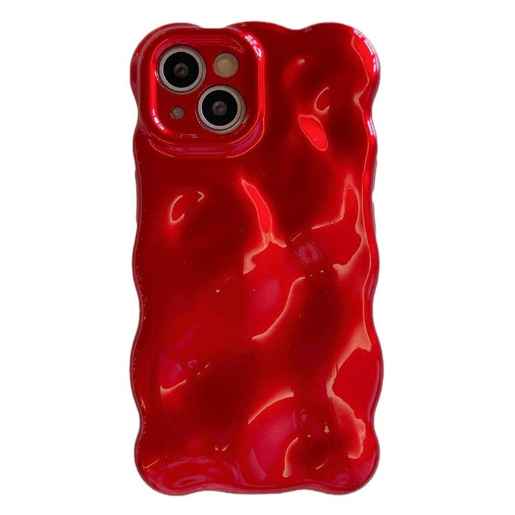 För iPhone 14 Skal Jul Röd TPU Wavy Edge telefonskal