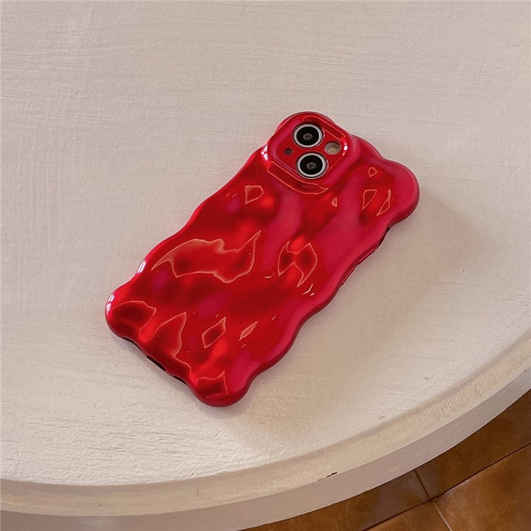 För iPhone 14 Skal Jul Röd TPU Wavy Edge telefonskal