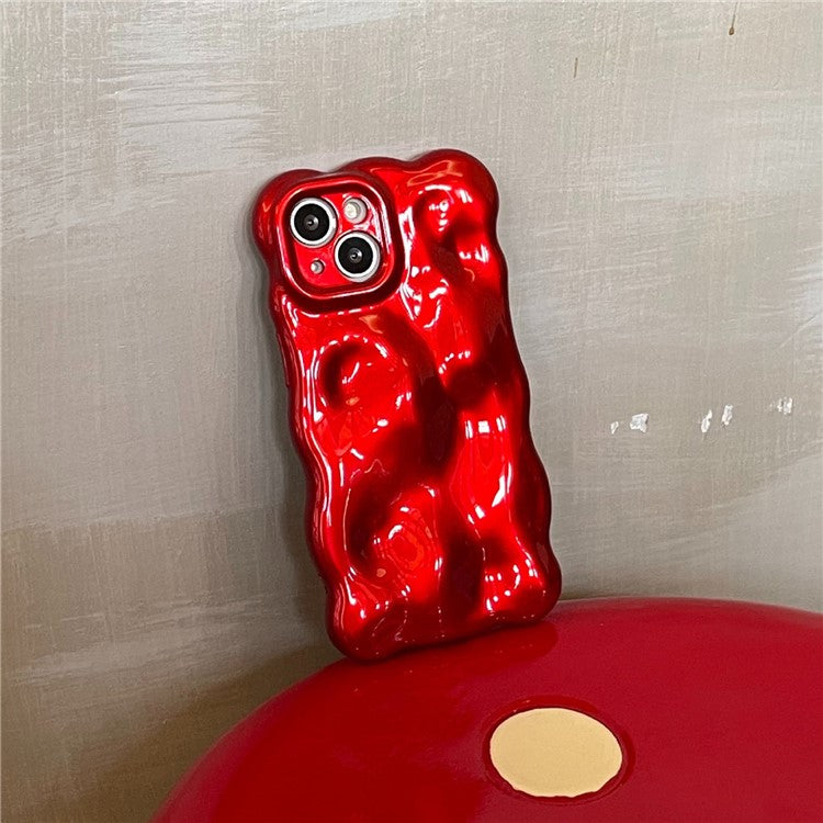 För iPhone 14 Skal Jul Röd TPU Wavy Edge telefonskal