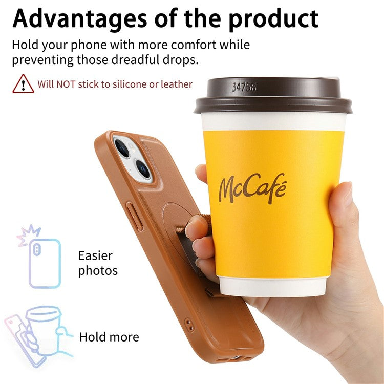 CASENEO For iPhone 14 Magnetic Case RFID Blocking Wallet Detachable Leather Phone Cover with Wristband