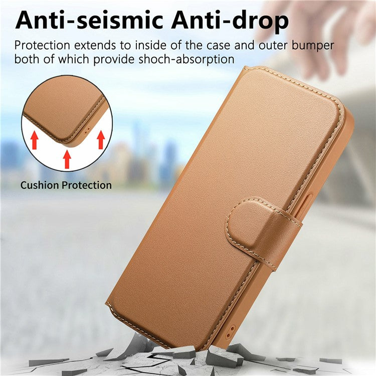 CASENEO For iPhone 14 Magnetic Case RFID Blocking Wallet Detachable Leather Phone Cover with Wristband
