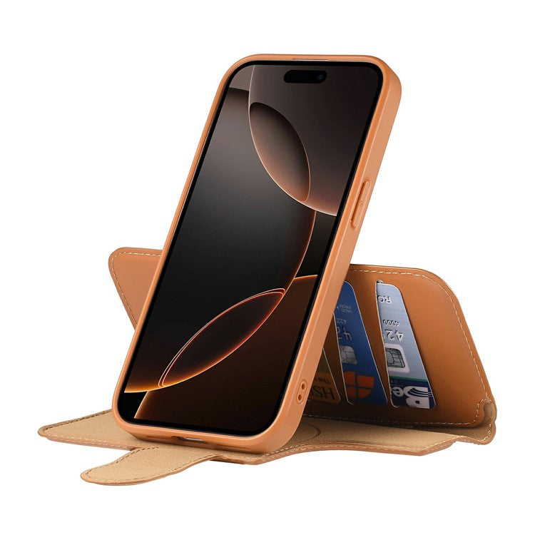 CASENEO For iPhone 14 Magnetic Case RFID Blocking Wallet Detachable Leather Phone Cover with Wristband