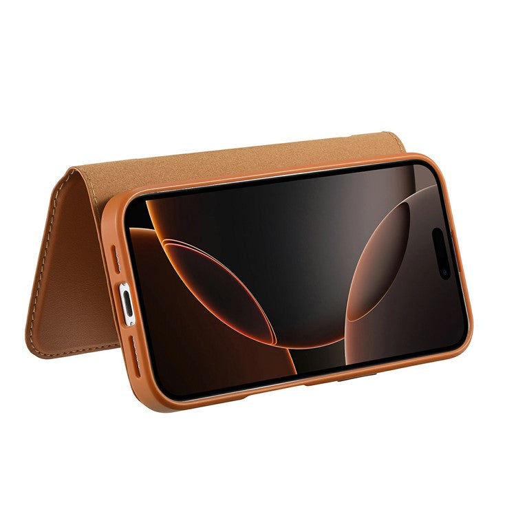 CASENEO For iPhone 14 Magnetic Case RFID Blocking Wallet Detachable Leather Phone Cover with Wristband