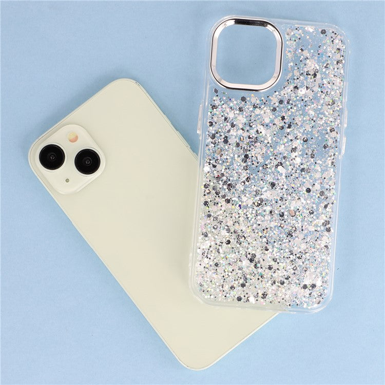 För iPhone 15-fodral Epoxidesign Elektroplätering Mjuk TPU-telefon