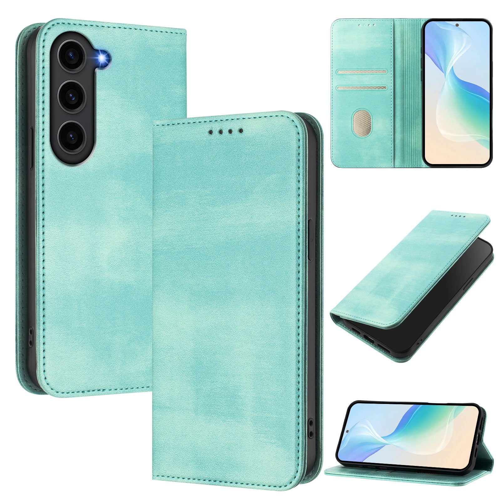 For Samsung Galaxy S23 Wallet Cases Retro Texture RFID Blocking Leather Phone Cover