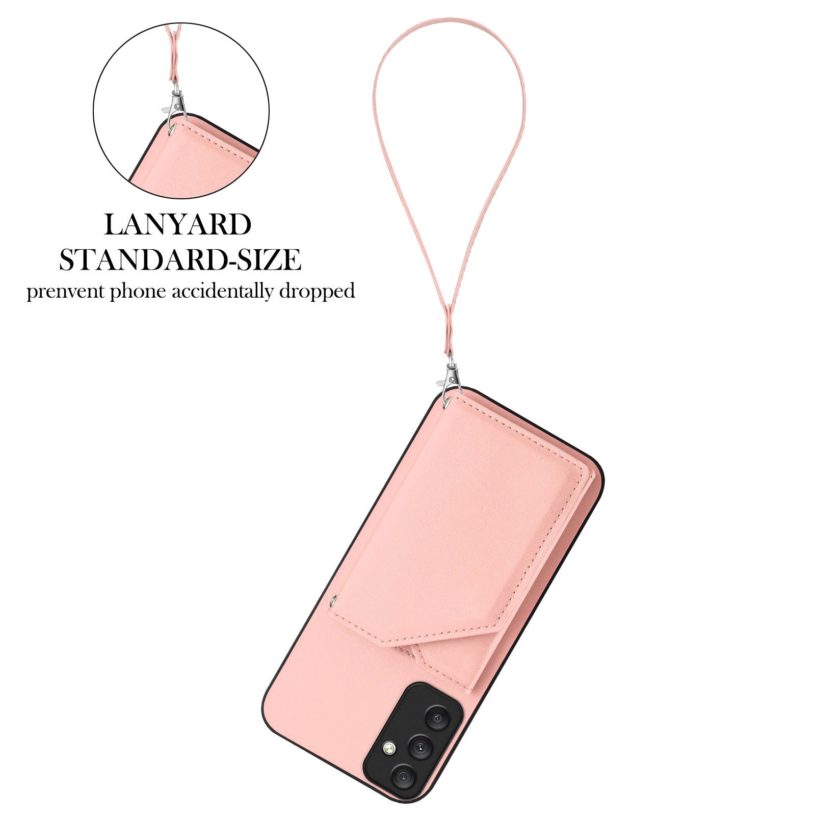 For Samsung Galaxy A35 5G Case Card Holder Kickstand Skin-Touch Phone Cover with Wrist Strap