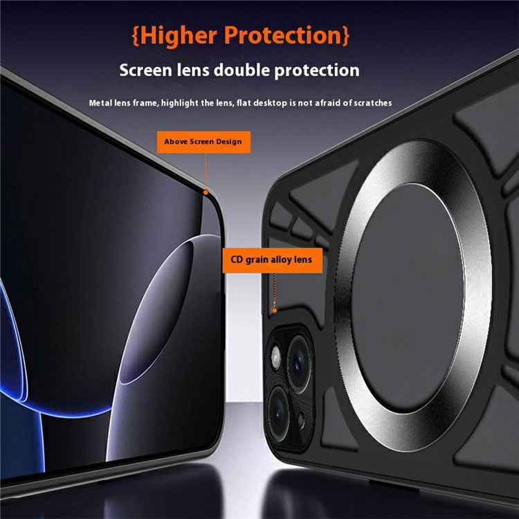 For iPhone 13 Magnetic Case Hollow Heat Dissipation PC + Silicone Phone Cove