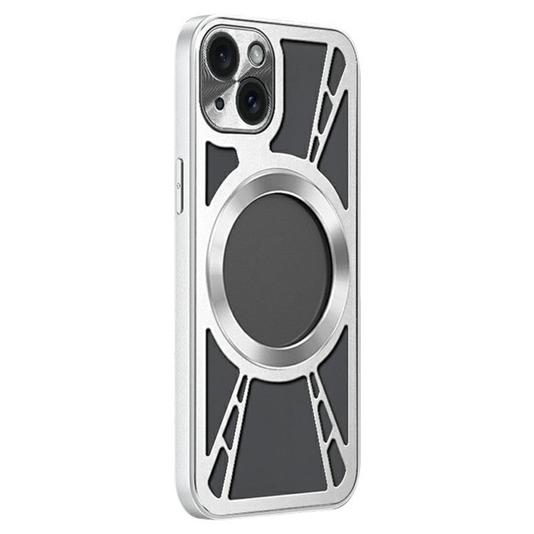 For iPhone 13 Magnetic Case Hollow Heat Dissipation PC + Silicone Phone Cove