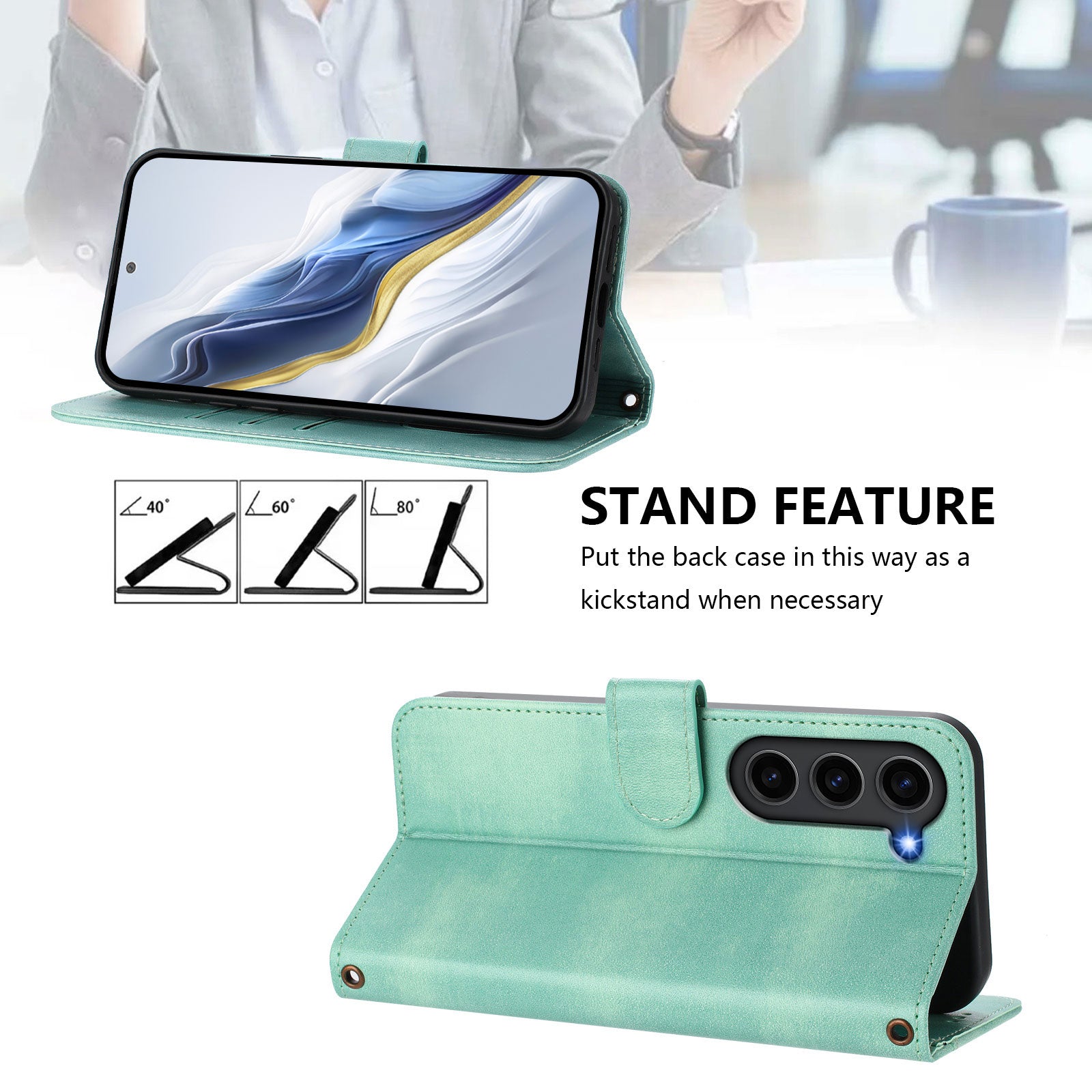 For Samsung Galaxy S23 Cases Wallet Stand Retro Texture Leather Phone Cover with Lanyard