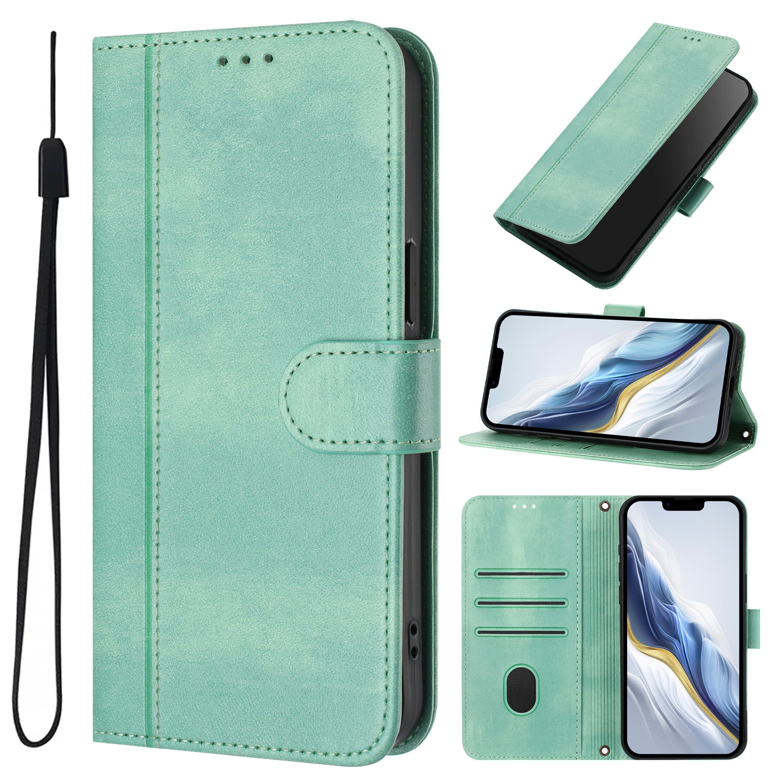 For Samsung Galaxy S23 Cases Wallet Stand Retro Texture Leather Phone Cover with Lanyard