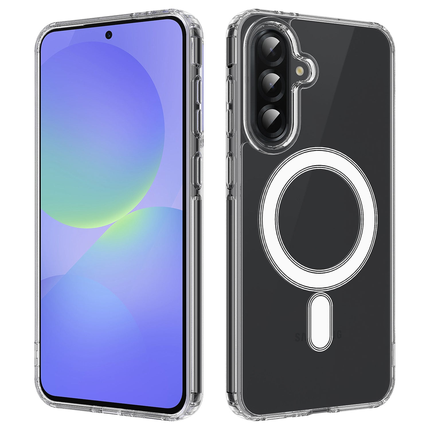 For Samsung Galaxy A55 5G Clear Phone Case Compatible with MagSafe TPU+Acrylic Back Cover