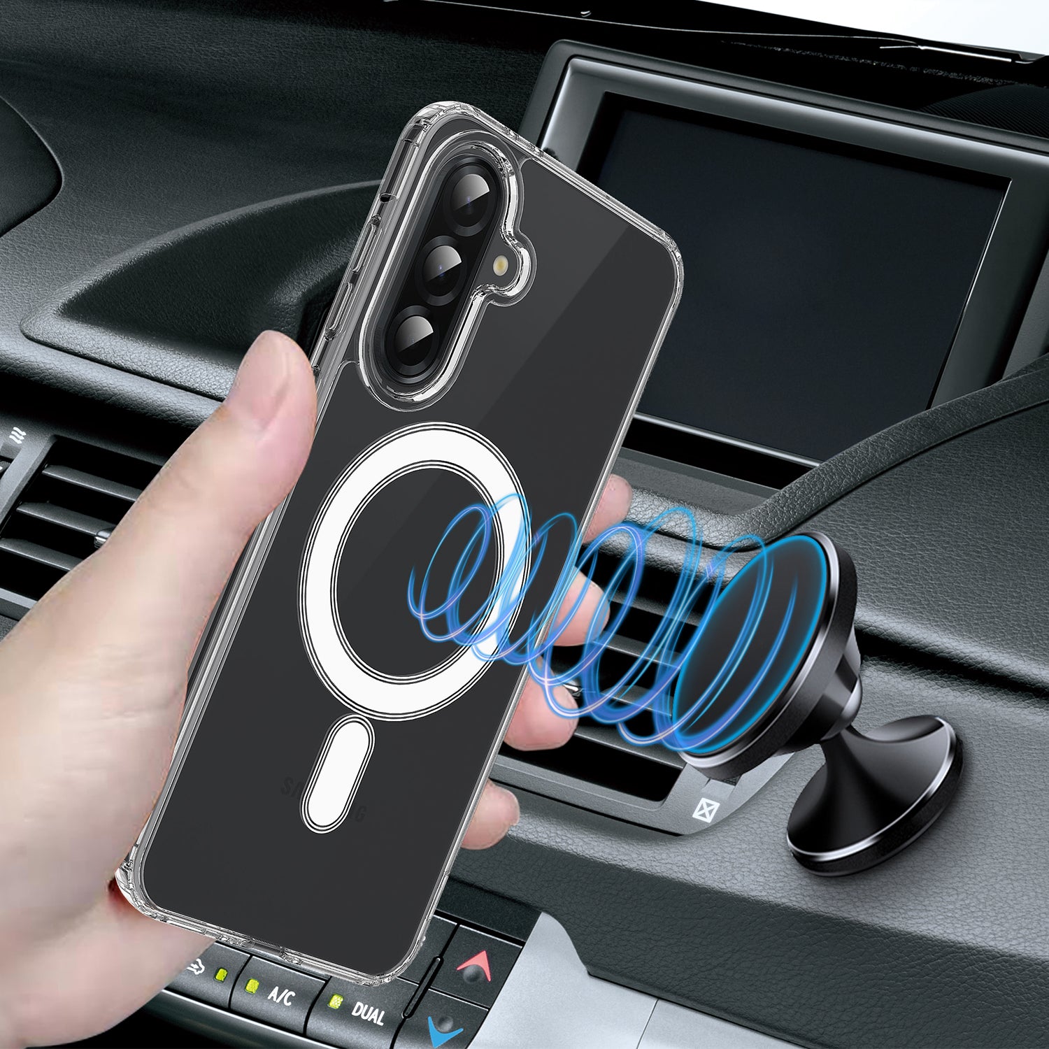 For Samsung Galaxy A55 5G Clear Phone Case Compatible with MagSafe TPU+Acrylic Back Cover