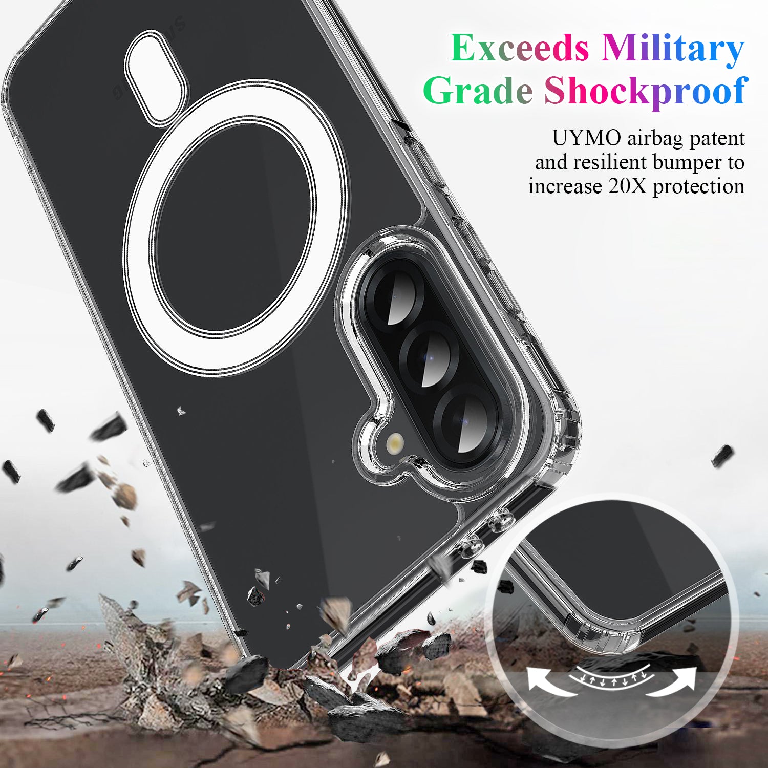 For Samsung Galaxy A55 5G Clear Phone Case Compatible with MagSafe TPU+Acrylic Back Cover