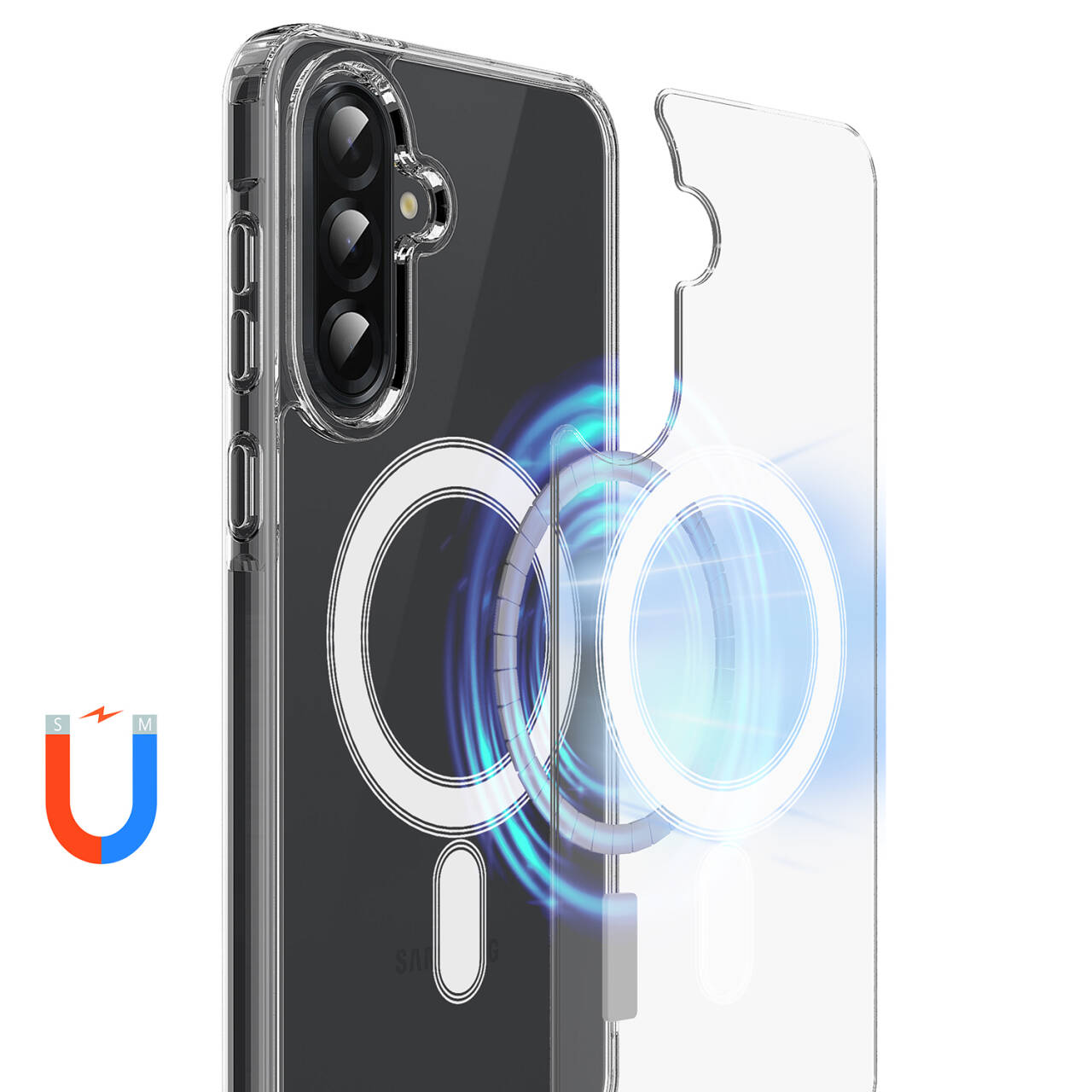 For Samsung Galaxy A55 5G Clear Phone Case Compatible with MagSafe TPU+Acrylic Back Cover