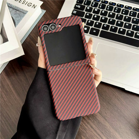 For Samsung Galaxy Z Flip6 5G Magnetic Case Carbon Fiber Texture Slim Shockproof PC Phone Cove