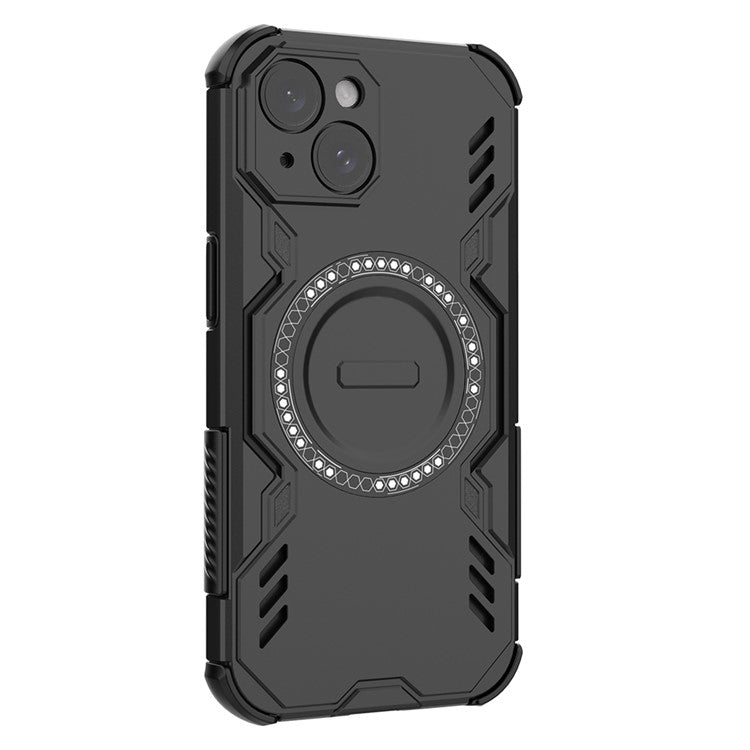 För iPhone 14 Magnetfodral Butterfly Armor Hollow Värmeavledning PC + TPU telefonskal