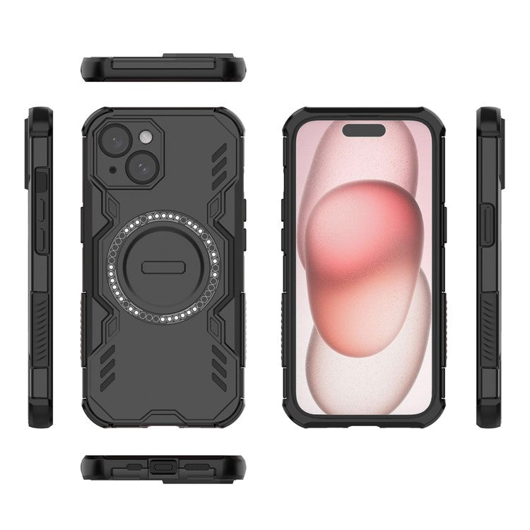 För iPhone 14 Magnetfodral Butterfly Armor Hollow Värmeavledning PC + TPU telefonskal