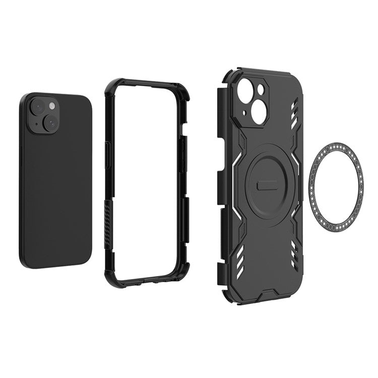 För iPhone 14 Magnetfodral Butterfly Armor Hollow Värmeavledning PC + TPU telefonskal